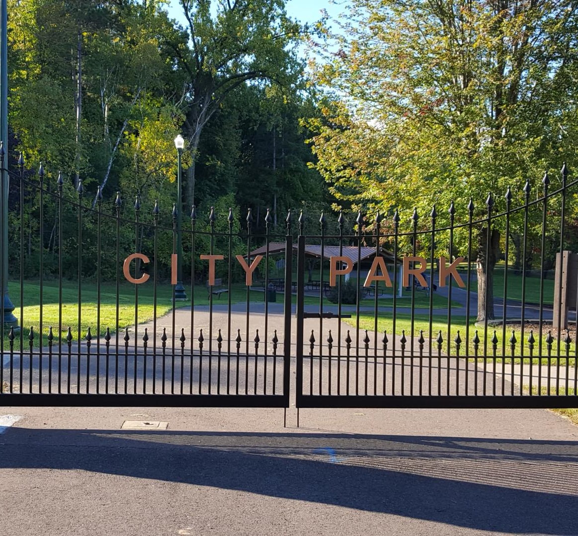 A photo of City Park gates in Cambridge, Minnesota
