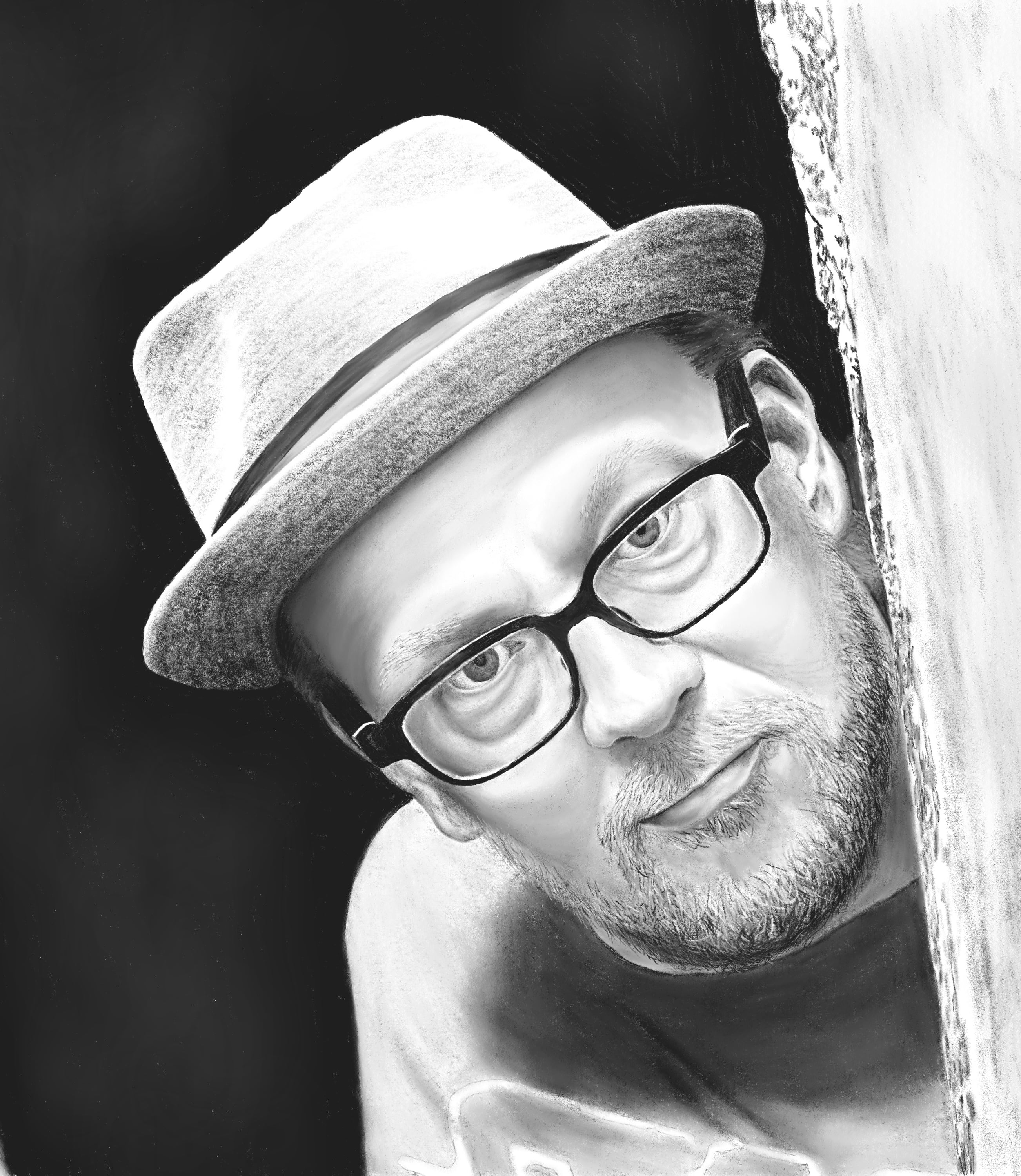 A portrait of Mark Dean Larson drawn by a by Mark Dean Larson